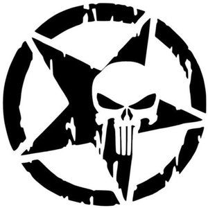 Vinyl Decal for Window - Army Star Punisher Skull